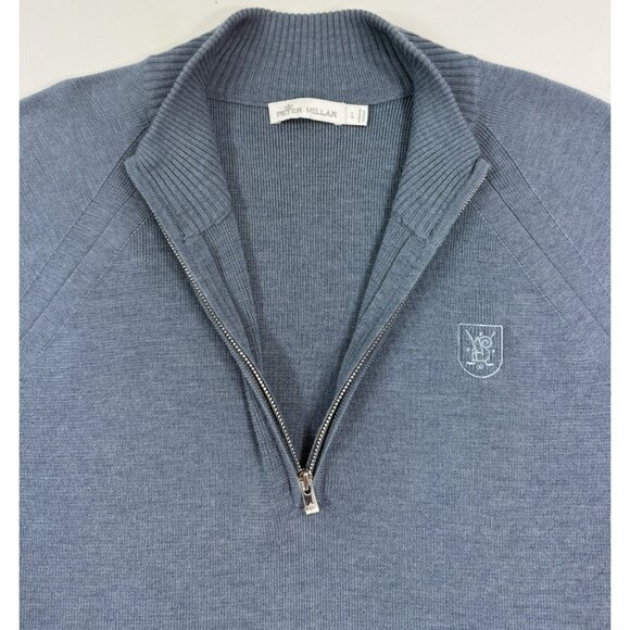 Peter Millar Womens Merino Wool 1/4 Zip Sweater Sz Large Brook Hollow Golf Club - Picture 3 of 13